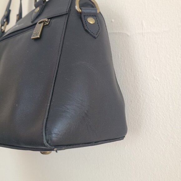 Anuschka Leather Hand Painted Wide Organizer Satchel Hummingbird Black - Picture 11 of 11